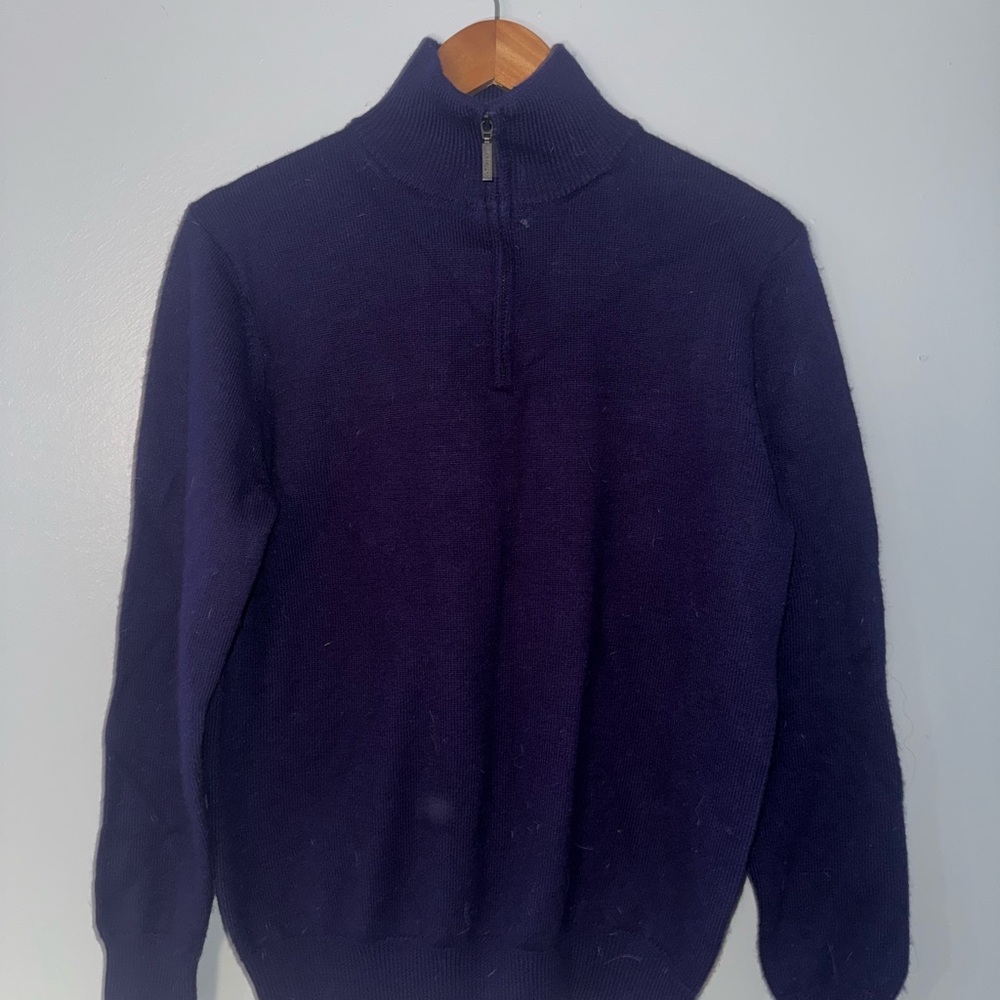 Purple Zip Up Jacket with High Collar and Soft Knit